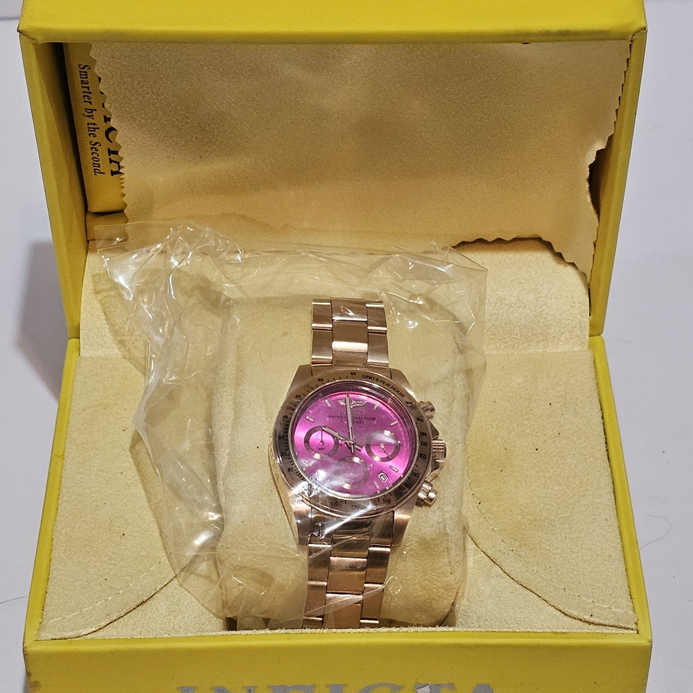 New, Invicta Pink Dial Rose Gold Watch